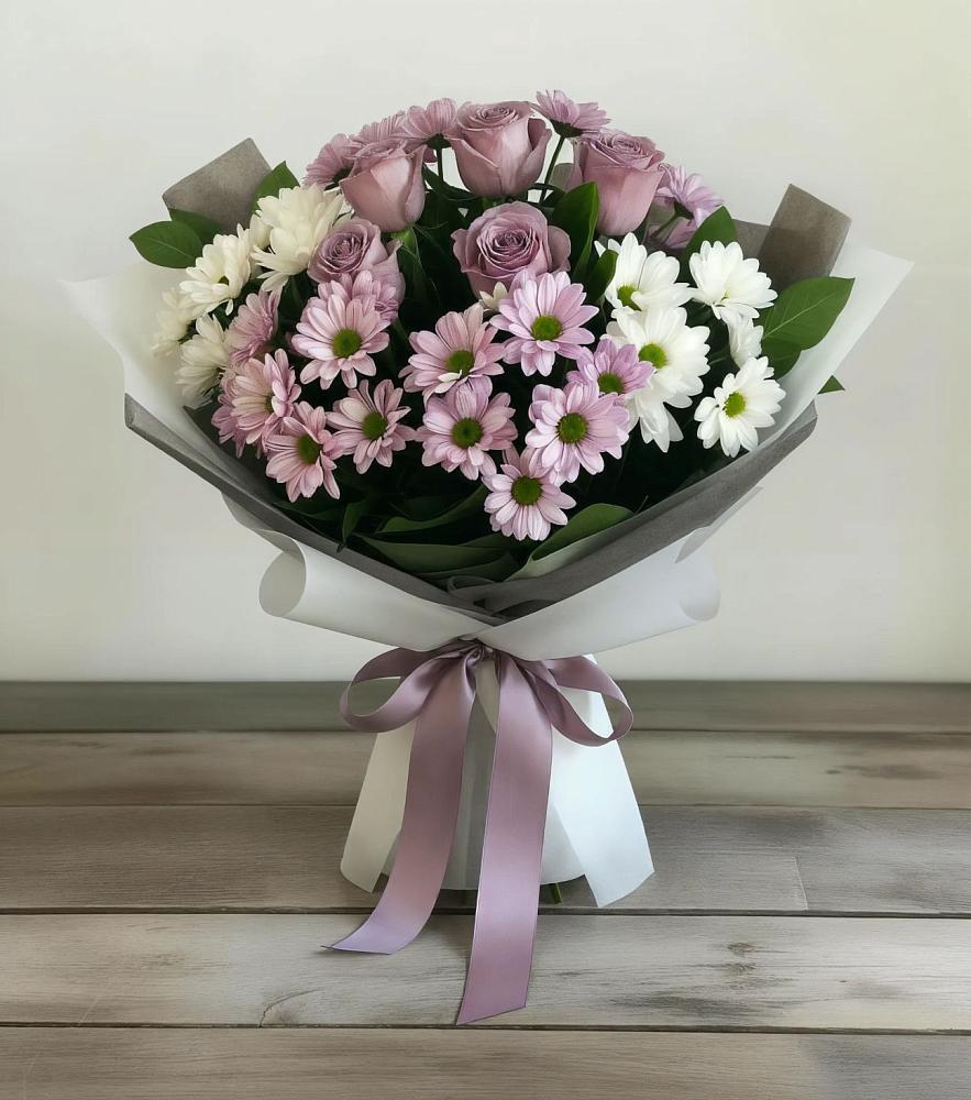 Букет цветов из: Хризантемы и Розы в Канглах