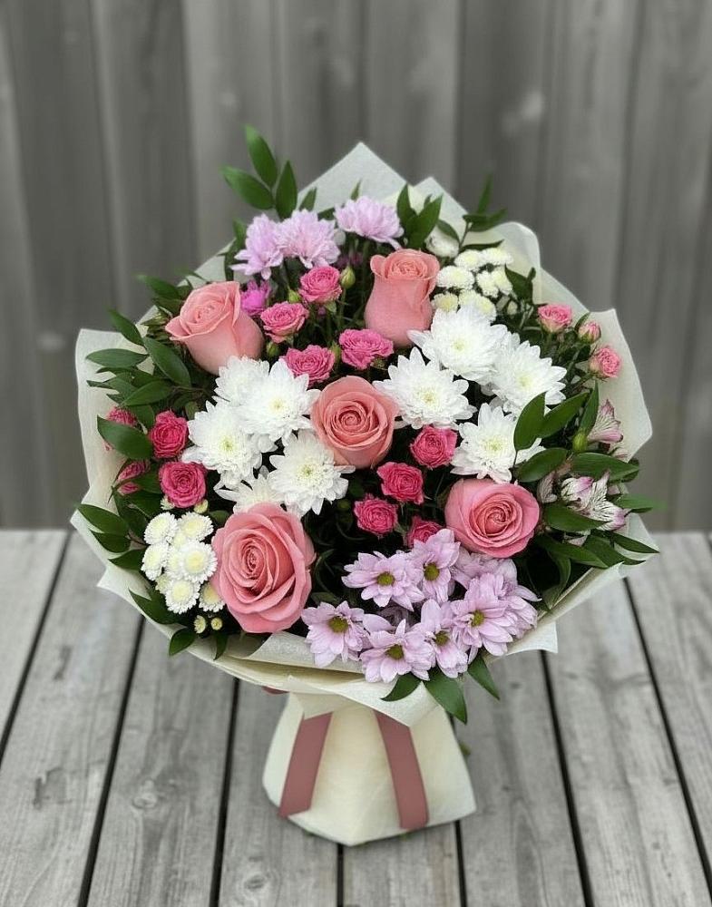 Букет цветов из: Альстромерии, Гвоздики, Розы и Хризантемы в Канглах
