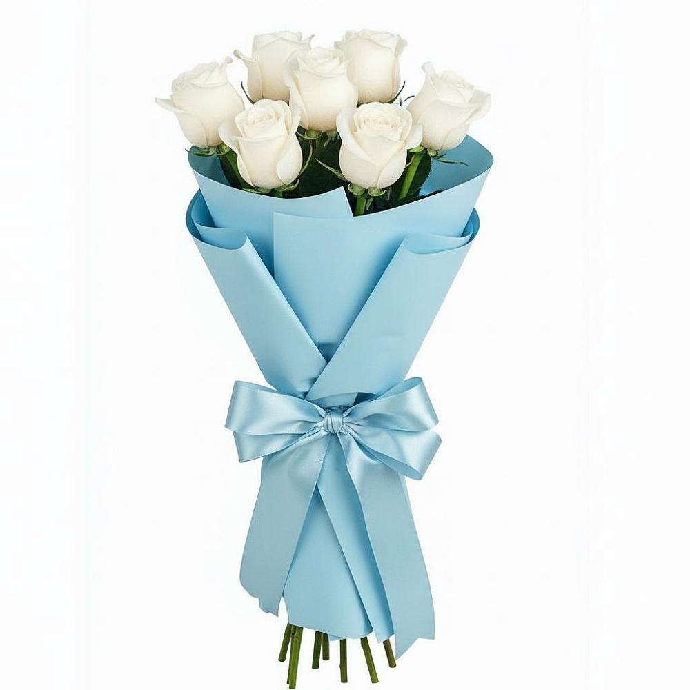 Букет 7 белых роз Проуд в Канглах