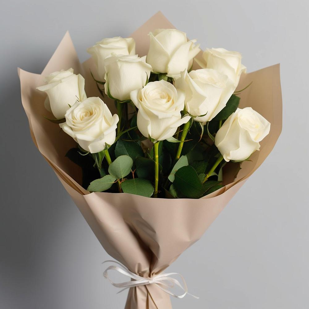 Букет 9 Белых роз Эдлесс Лав в Канглах