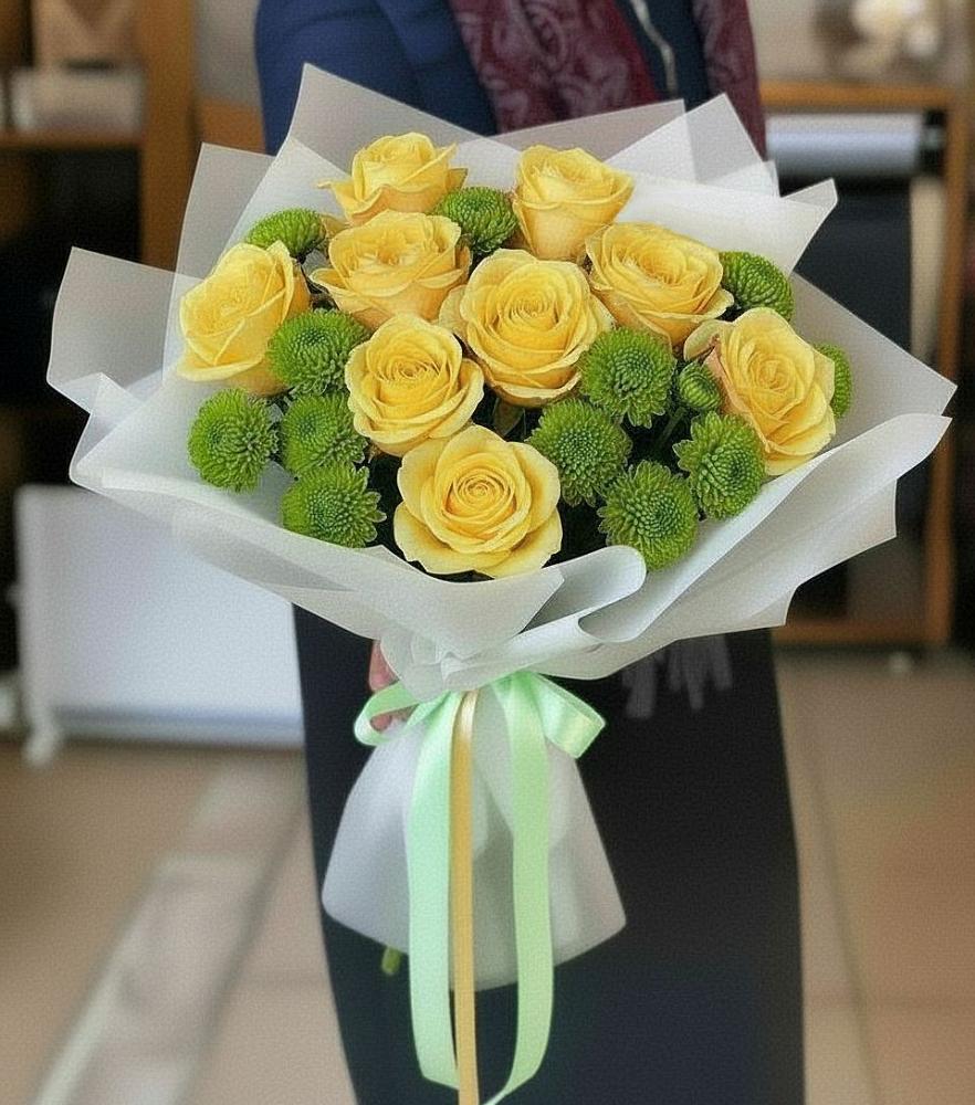 Букет цветов из: Хризантемы и Розы в Канглах