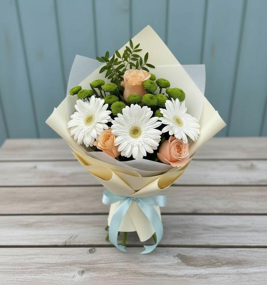 Букет цветов из: Герберы, Розы и Хризантемы в Канглах