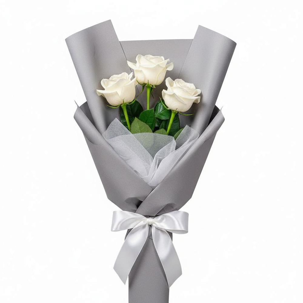 Букет 3 белые розы в Канглах
