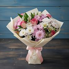 Букет цветов из:  Хризантемы, Альстромерии и Розы #REPLACE_PRED# Канглах