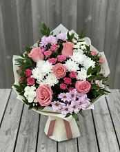Букет цветов из:  Альстромерии, Гвоздики, Розы и Хризантемы в Канглах