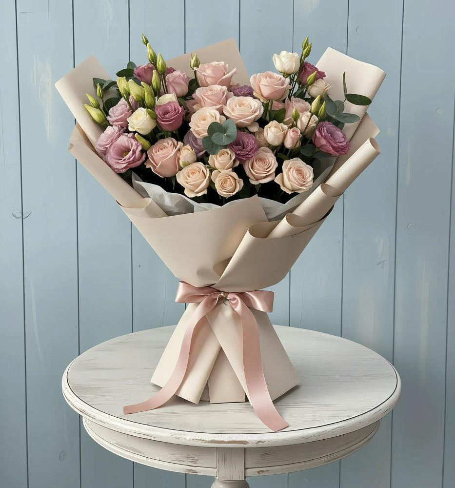 Букет цветов из: Розы и Лизиантусы в Канглах