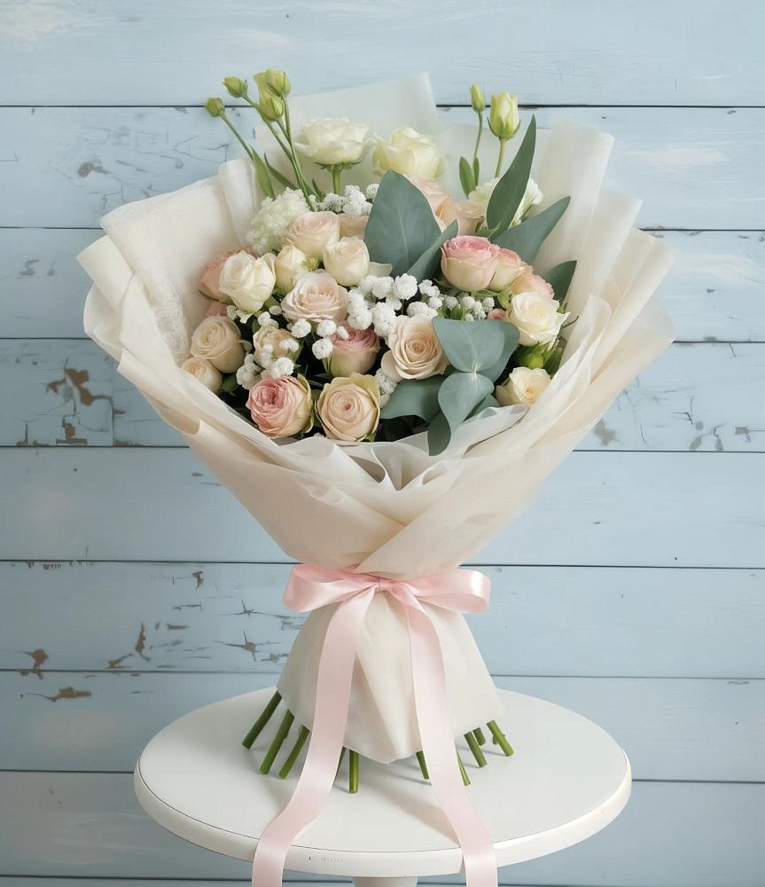 Букет цветов из: Розы и Лизиантусы в Канглах