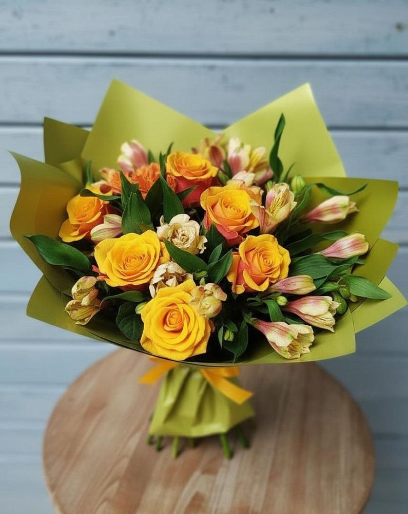 Букет цветов из: Альстромерии и Розы в Канглах