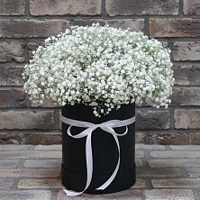 Цветочная композиция из Гипсофила в шляпной коробке в Канглах