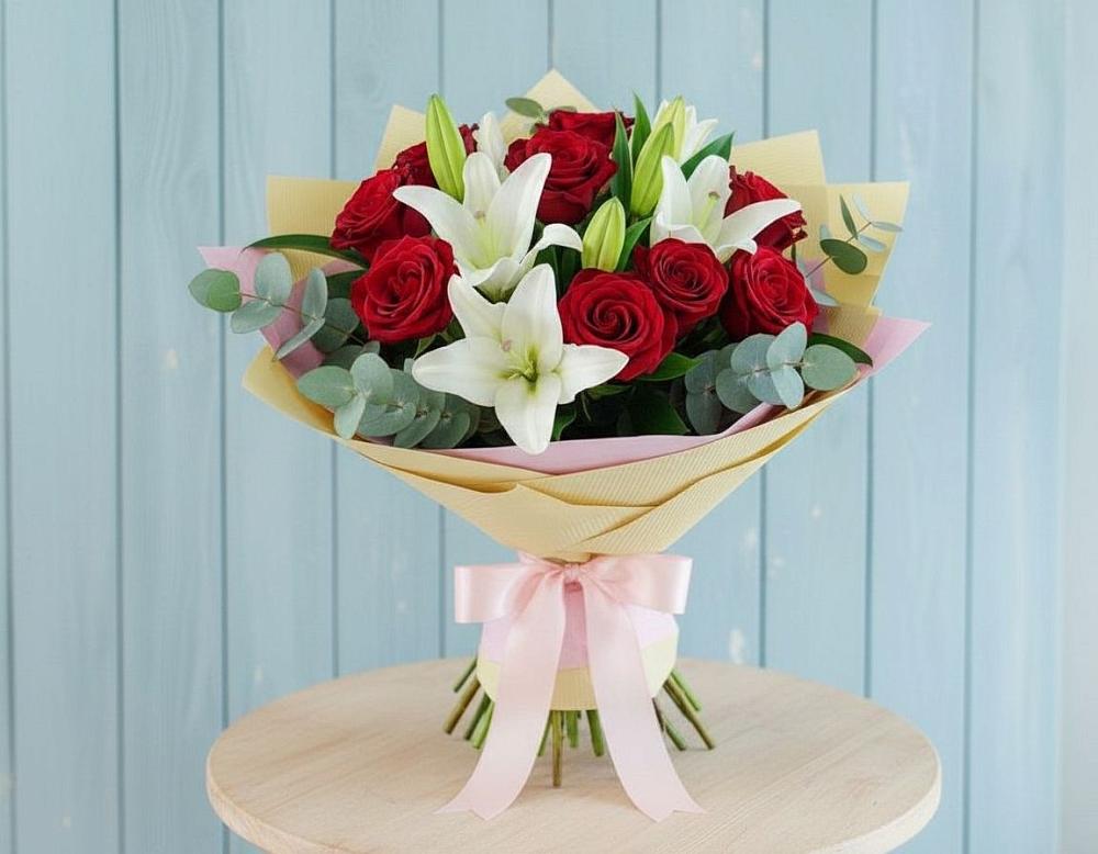 Букет цветов из: Лилии и Розы в Канглах